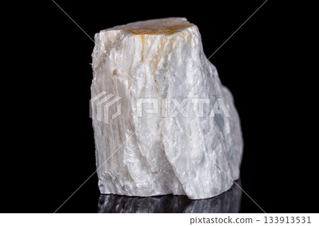 Macro mineral stone Talc on black background Macro mineral stone Talc on black background 133913531