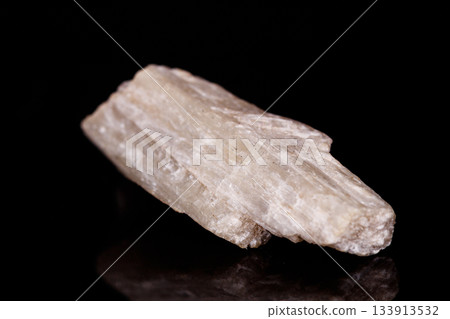 Macro mineral stone Orthoclase on black background Macro mineral stone Orthoclase on black background 133913532