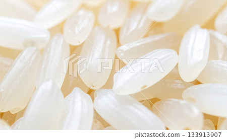 Macro Shot of Arborio Rice Grains Macro Shot of Arborio Rice Grains 133913907