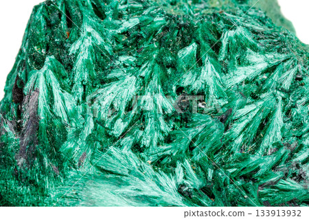 Macro mineral stone plisoviy, plush, satin malachite on a white background Macro mineral stone plisoviy, plush, satin malachite on a white background 133913932
