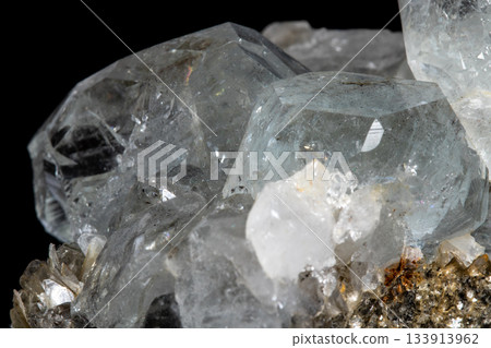 Macro mineral stone Aquamarine on a black background Macro mineral stone Aquamarine on a black background 133913962