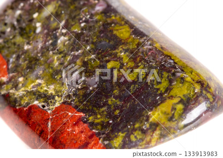 Macro mineral stone jasper on a white background 133913983