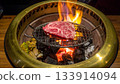 Grilling Wagyu Beef on a Charcoal Grill 133914094