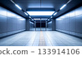 Empty Subway Station Tunnel with Glass Doors 133914106