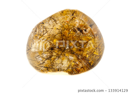 Macro mineral stone Quartz aquarium on a white background Macro mineral stone Quartz aquarium on a white background 133914129