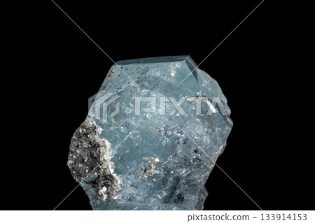 Macro mineral stone Aquamarine on a black background Macro mineral stone Aquamarine on a black background 133914153