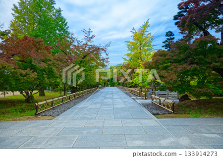 智尺院本院：通往智尺院的道路和秋葉 133914273