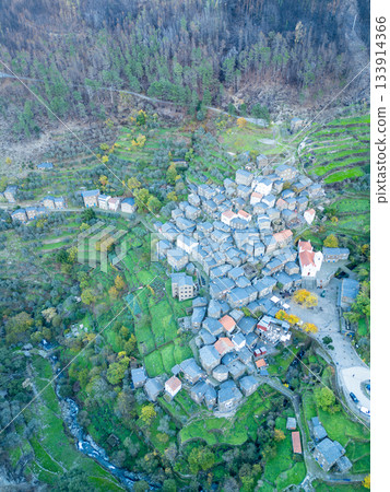 Piodao Historic Schist Village. Portugal. Aerial view 133914366