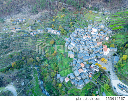 Piodao Historic Schist Village. Portugal. Aerial view 133914367