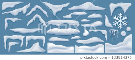 Snow Drift and Icicles Vector Set 133914375