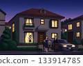 現代房屋的夜晚 133914785