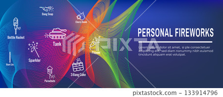 Fireworks and Independence Day Icon Set Web Header Banner 133914796