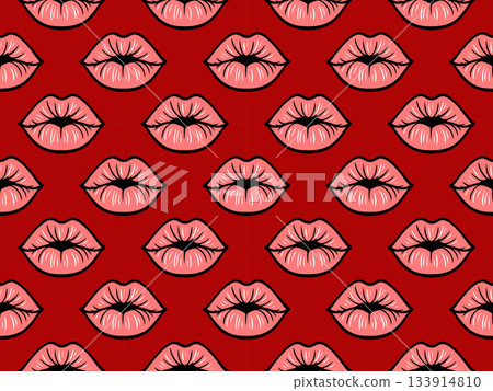 Seamless vector pattern featuring stylized pop art lips Seamless vector pattern featuring stylized pop art lips 133914810