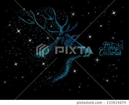 Merry Christmas. Snow dot deer. hand drawing. Not AI. Vector illustration Merry Christmas. Snow dot deer. hand drawing. Not AI. Vector illustration 133914874