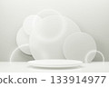 Minimalist product display podium on white background. Color of 2026 year dancer in the white cloud 133914977