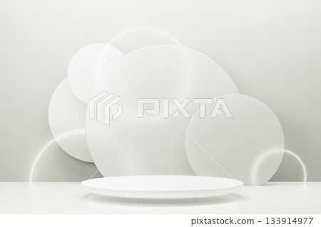 Minimalist product display podium on white background. Color of 2026 year dancer in the white cloud 133914977