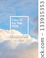Demonstrating color of 2026 year. Cloud Dancer. White background with text color of the year 2026 133915353