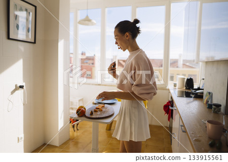 caucasian woman packing snack for work, personal assistant caucasian woman packing snack for work, personal assistant 133915561