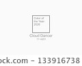 Demonstrating color of 2026 year. Cloud Dancer. White background with text color of the year 2026 133916738