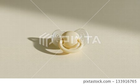 Cream Baby Pacifier On Light Surface Symbolizing Comfort, Care, And Gentle Parenting 133916765