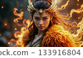 The image is an artistic depiction of a woman, stylized as a goddess or mythical character 133916804