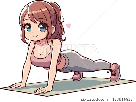 圖:一名女子正在做伏地挺身 圖:一名女子正在做伏地挺身 133916833