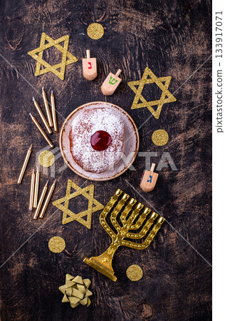 Traditional Jewish holiday Hanukkah background 133917071