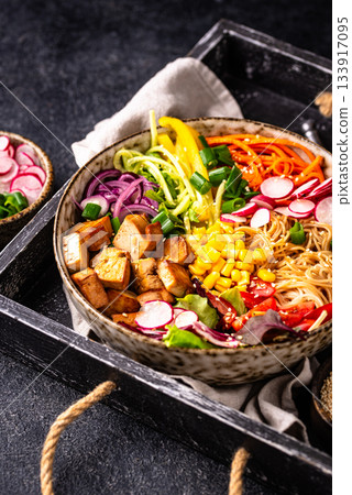 Vegan healthy poke bowl with tofu Vegan healthy poke bowl with tofu 133917095