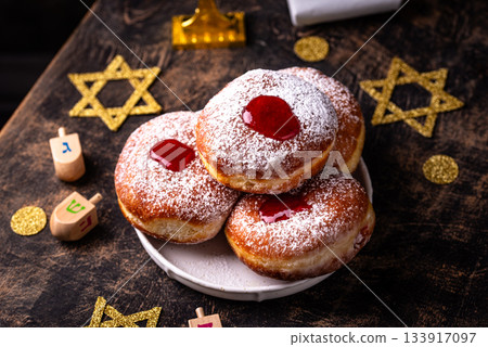 Traditional Jewish holiday Hanukkah background 133917097
