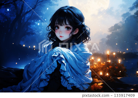 藍衣女孩人工智慧生成材料 133917409