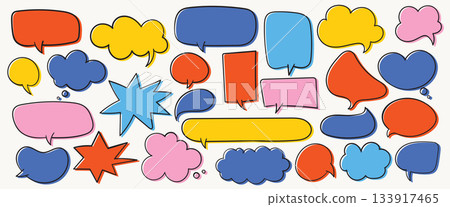 Vector set of colorful speech bubbles and comic chat balloons Vector set of colorful speech bubbles and comic chat balloons 133917465