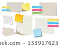 Set of various blank notes, sticky papers, torn sheets, grid pages Set of various blank notes, sticky papers, torn sheets, grid pages 133917623