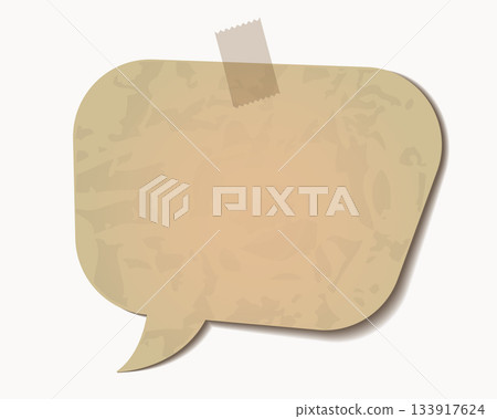 Blank vintage speech bubble with tape on white background 133917624