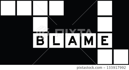 Alphabet letter in word blame on crossword puzzle background 133917992