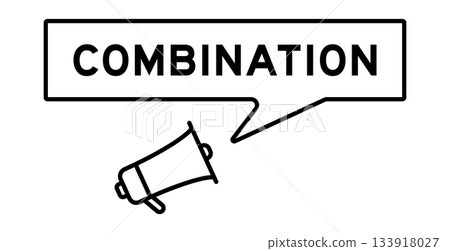 Megaphone icon with speech bubble in word combination on white background 133918027