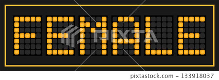 Orange color led banner in word female on black background Orange color led banner in word female on black background 133918037