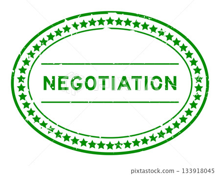 Grunge green negotiation word oval rubber seal stamp on white background Grunge green negotiation word oval rubber seal stamp on white background 133918045