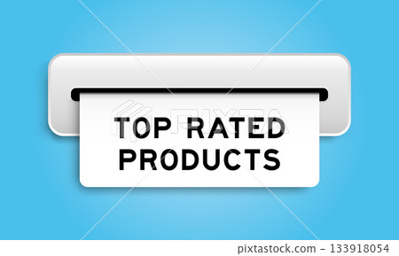 White coupon banner with word top rated product from machine on blue color background White coupon banner with word top rated product from machine on blue color background 133918054