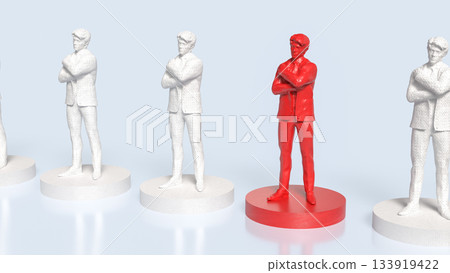 Red Highlighted Leader Standing Out Among White Figures 3d render. Red Highlighted Leader Standing Out Among White Figures 3d render. 133919422