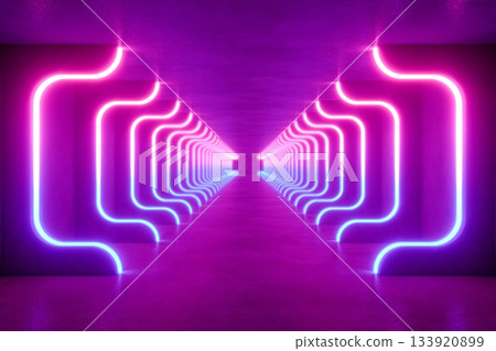 colorful modern lighting with interior empty space, 3d rendering sci-fi concept colorful modern lighting with interior empty space, 3d rendering sci-fi concept 133920899