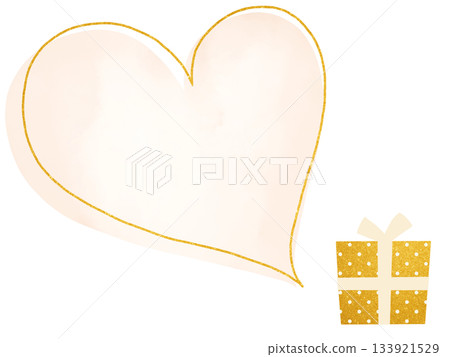 Illustration of a golden gift and heart 133921529