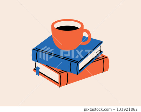 放在書上的咖啡杯 133921862