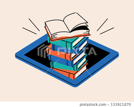 從平板電腦彈出的書：電子書 133921870