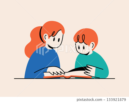 父母與孩子閱讀、朗讀、研究 133921879