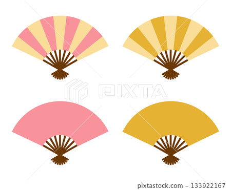 Vector illustration set of gold and red folding fans Auspicious Japanese style material Vector illustration set of gold and red folding fans Auspicious Japanese style material 133922167