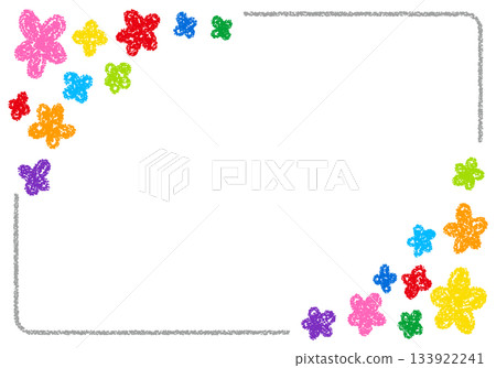 Hand-drawn crayon material background floral frame Hand-drawn crayon material background floral frame 133922241
