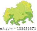 Hiroshima Prefecture topographical map illustration 133922371