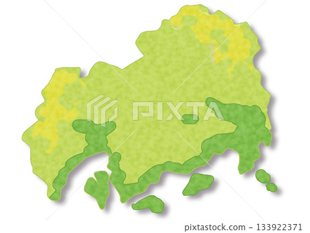 Hiroshima Prefecture topographical map illustration Hiroshima Prefecture topographical map illustration 133922371