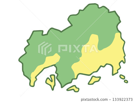 Topographical map showing the percentage of mountainous areas in Hiroshima Prefecture 133922373