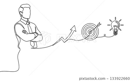 Business Growth Target Vector. One Line Success Idea Illustration Vector 133922660
